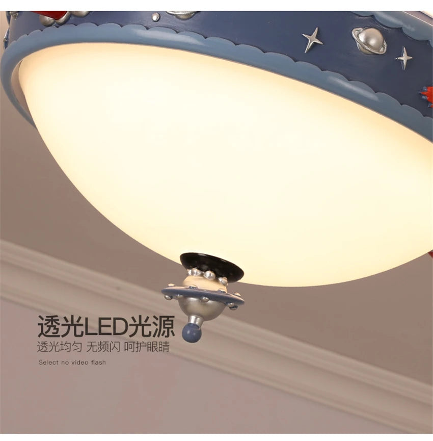 Cartoon blue space ceiling lights children&