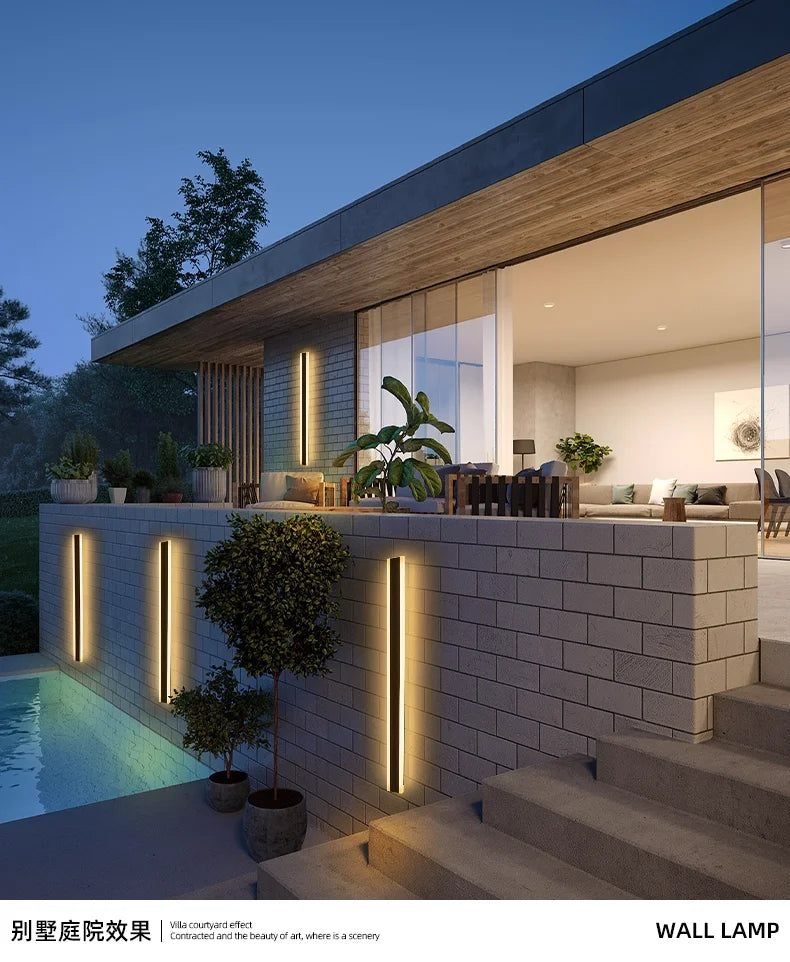 Outdoor Wall Lamps Waterproof Line Minimalist wall Lights Long Strip IP65 Garden park Decoration Villa Background Wall Lights