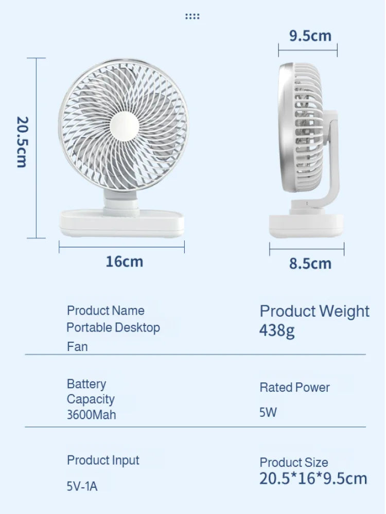 New oscillating electric fan 360-degree oscillation wireless charging air circulator fan multi-speed adjustable minimalist style