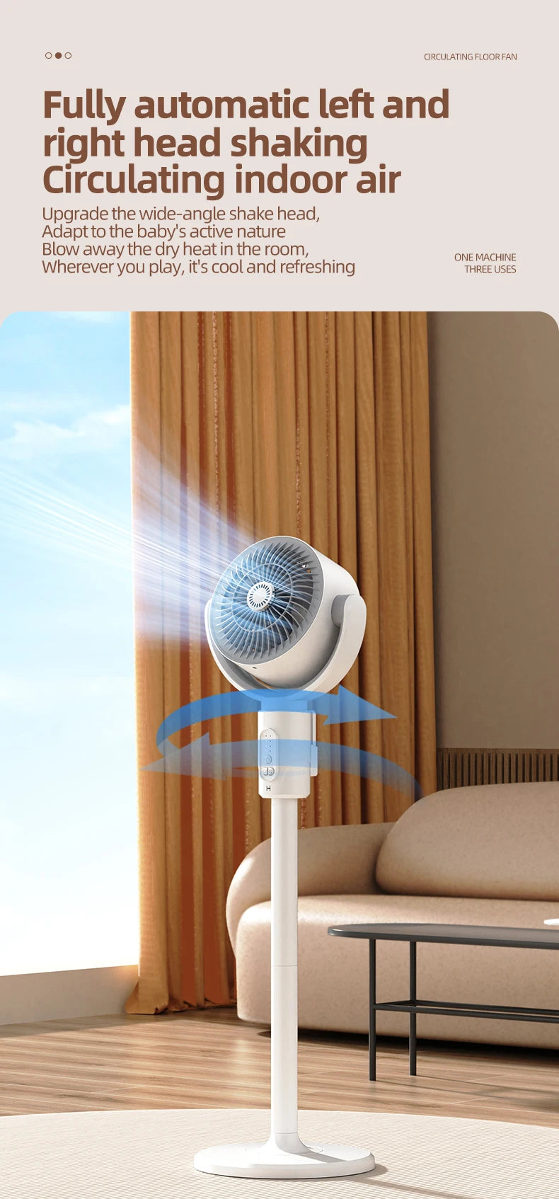 Electric Air Turbine Circulation Fan Floor-standing Fan Five-speed Adjustable Air Circulation Fan Adjustable Height Rechargeable