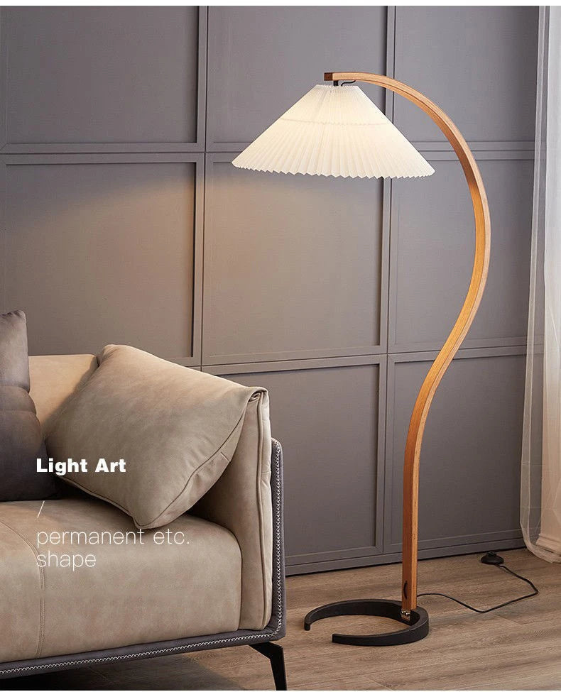Nordic ARC Floor Lamp Retro Wooden Standing Lamp For Homestay Living Room Sofa Side Study Bedroom Bedside Reading Stand Lighting