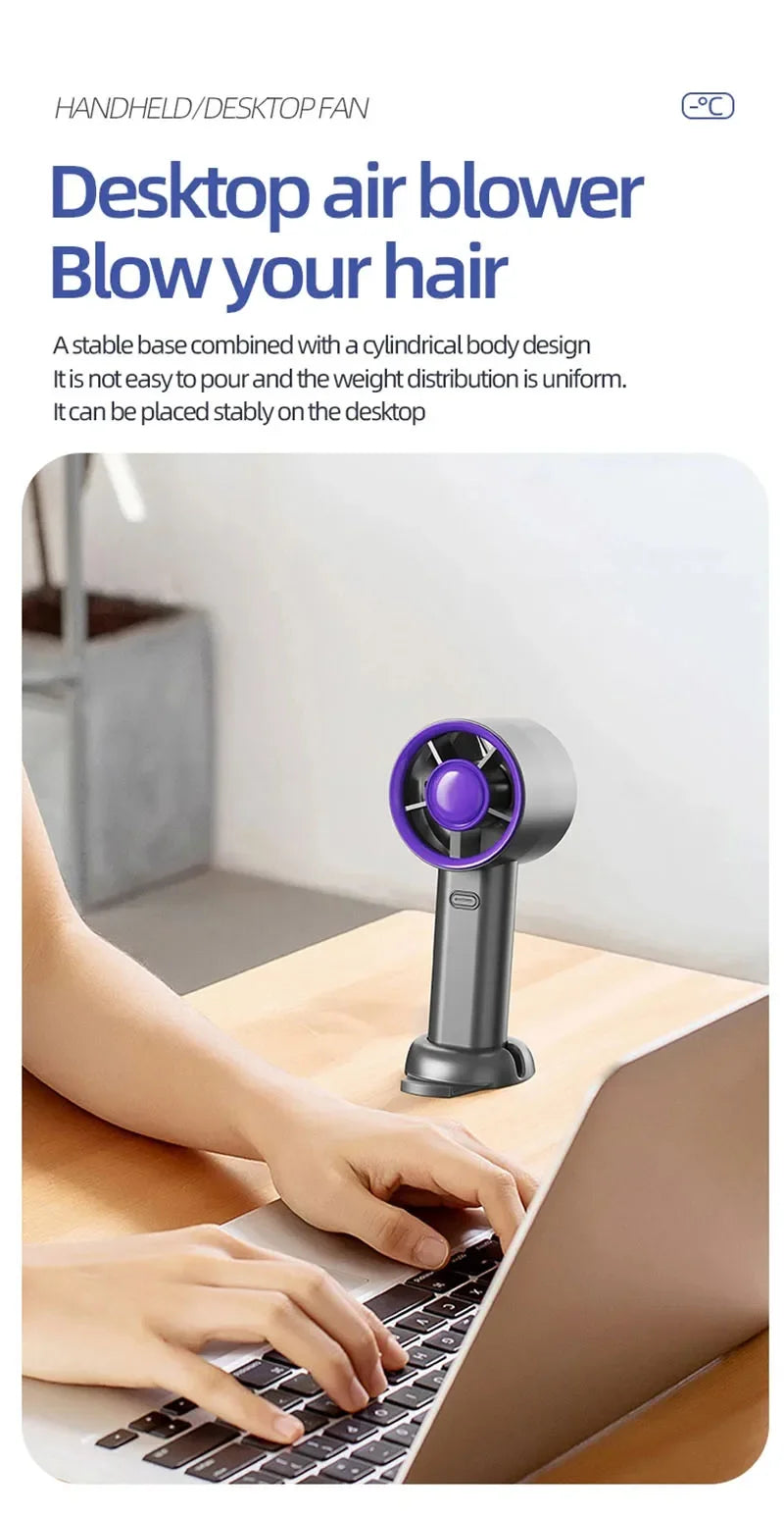 2026 Small Wind Cannon Turbine Outdoor Fan Portable USB Fast Charging Mini Handheld Fan Mute Highspeed Fan For Travel Outdoor