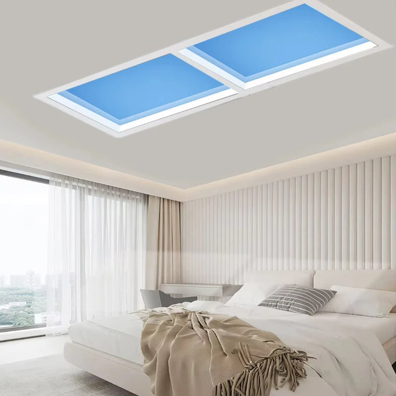 Blue Ceiling Light Minimalist Sky LED Lights Square Panel Light for Bedroom Indoor Kids Room Lamp Semi Flush Mount Ceiling Light