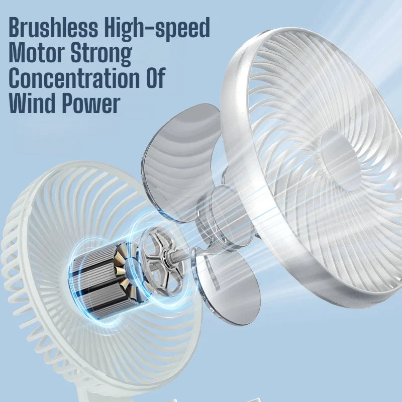 New oscillating electric fan 360-degree oscillation wireless charging air circulator fan multi-speed adjustable minimalist style