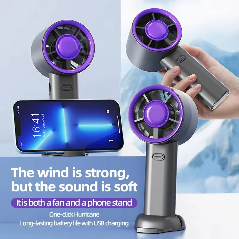 2026 Small Wind Cannon Turbine Outdoor Fan Portable USB Fast Charging Mini Handheld Fan Mute Highspeed Fan For Travel Outdoor