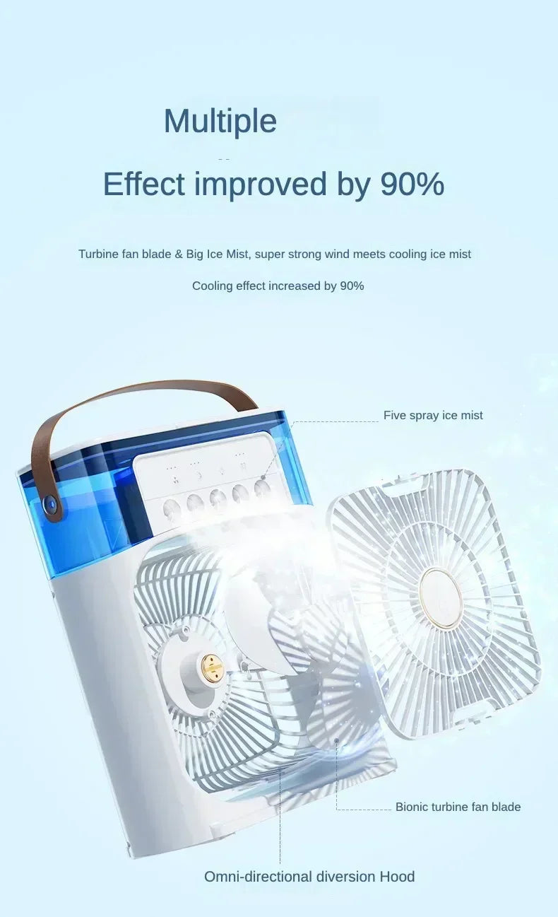 New Fan AIr Conditioner Household Mini Air Cooler LED Night Light Portable Humidifier Air Adjustment Fan Office Home Fan