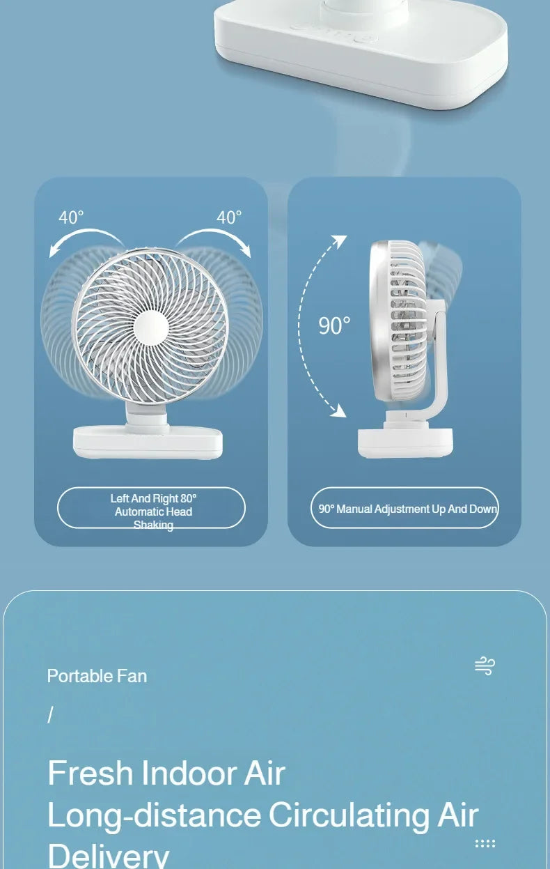 New oscillating electric fan 360-degree oscillation wireless charging air circulator fan multi-speed adjustable minimalist style
