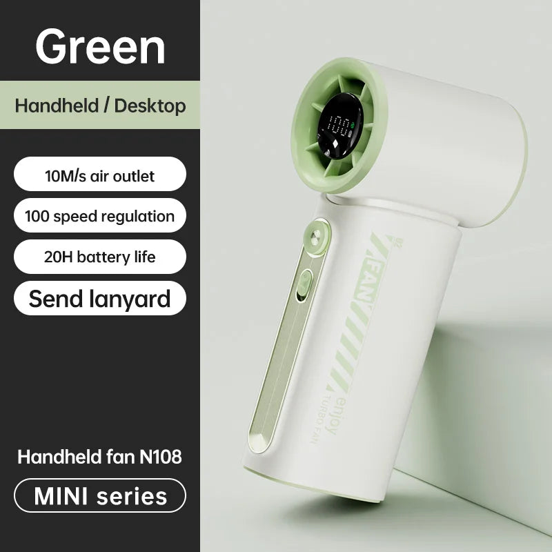 New Portable Turbo Small Air Cannon Handheld Fan 100 Wind Speeds Adjustable Mini Electric Fan USB Charging Fan Outdoor Mini Fan