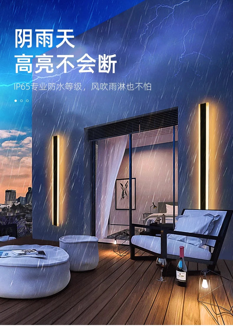 Outdoor Wall Lamps Waterproof Line Minimalist wall Lights Long Strip IP65 Garden park Decoration Villa Background Wall Lights