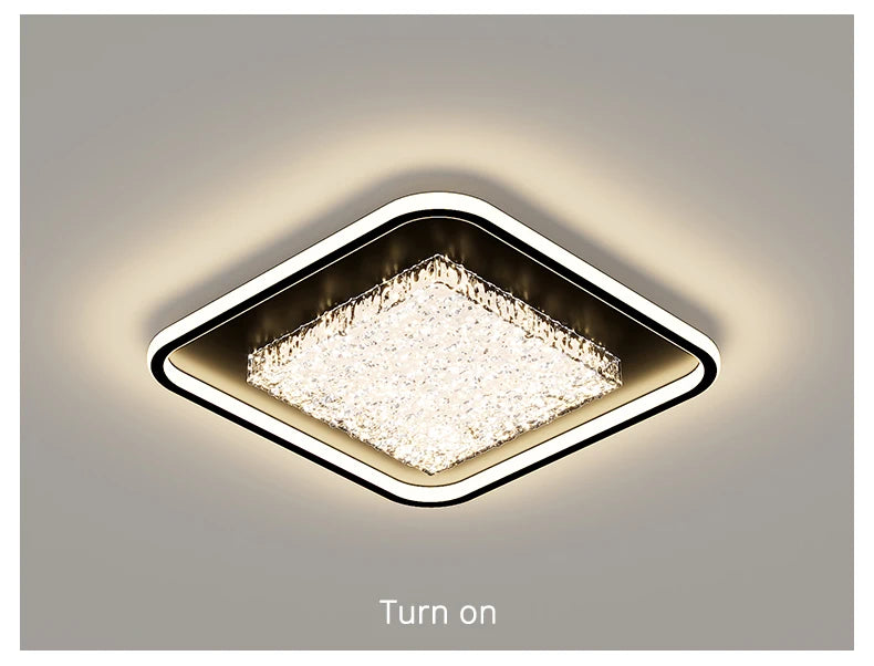 Modern Luxury Square LED Embedded Ceiling Light Round Crystal Inlaid Dimmable Bedroom Study Home Indoor Lighting Decoration Lamp