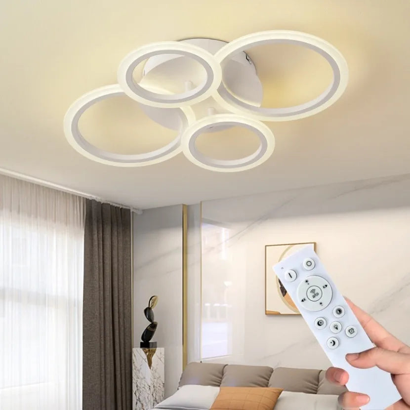 Nordic LED Ceiling Light Circular Acrylic with Remote Control Dimming Ceiling Lamp Living Room Dining Room Bedroom Decor Lights