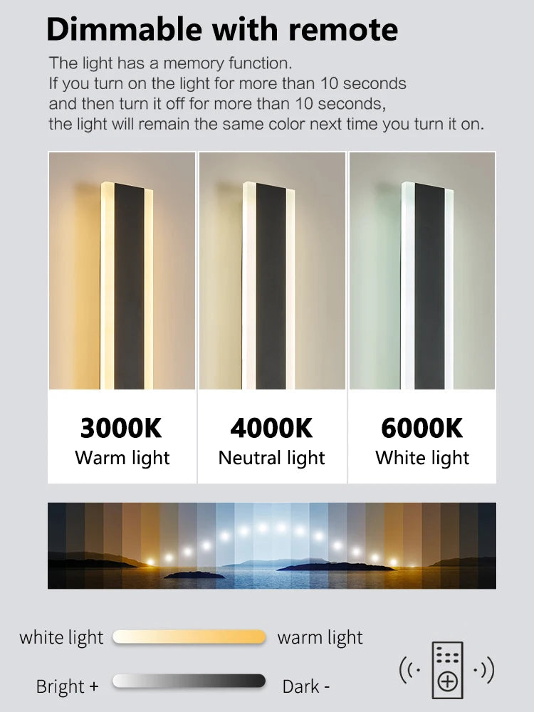 Outdoor Wall Lamps Waterproof Line Minimalist wall Lights Long Strip IP65 Garden park Decoration Villa Background Wall Lights