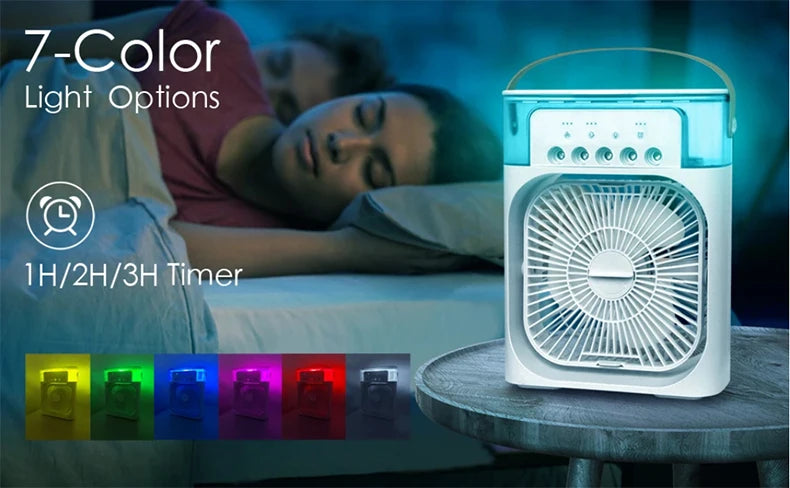 New 3 In 1 Fan AIr Conditioner Household Mini Air Cooler LED Night Light Portable Humidifier Air Adjustment Fan Office Home Fan