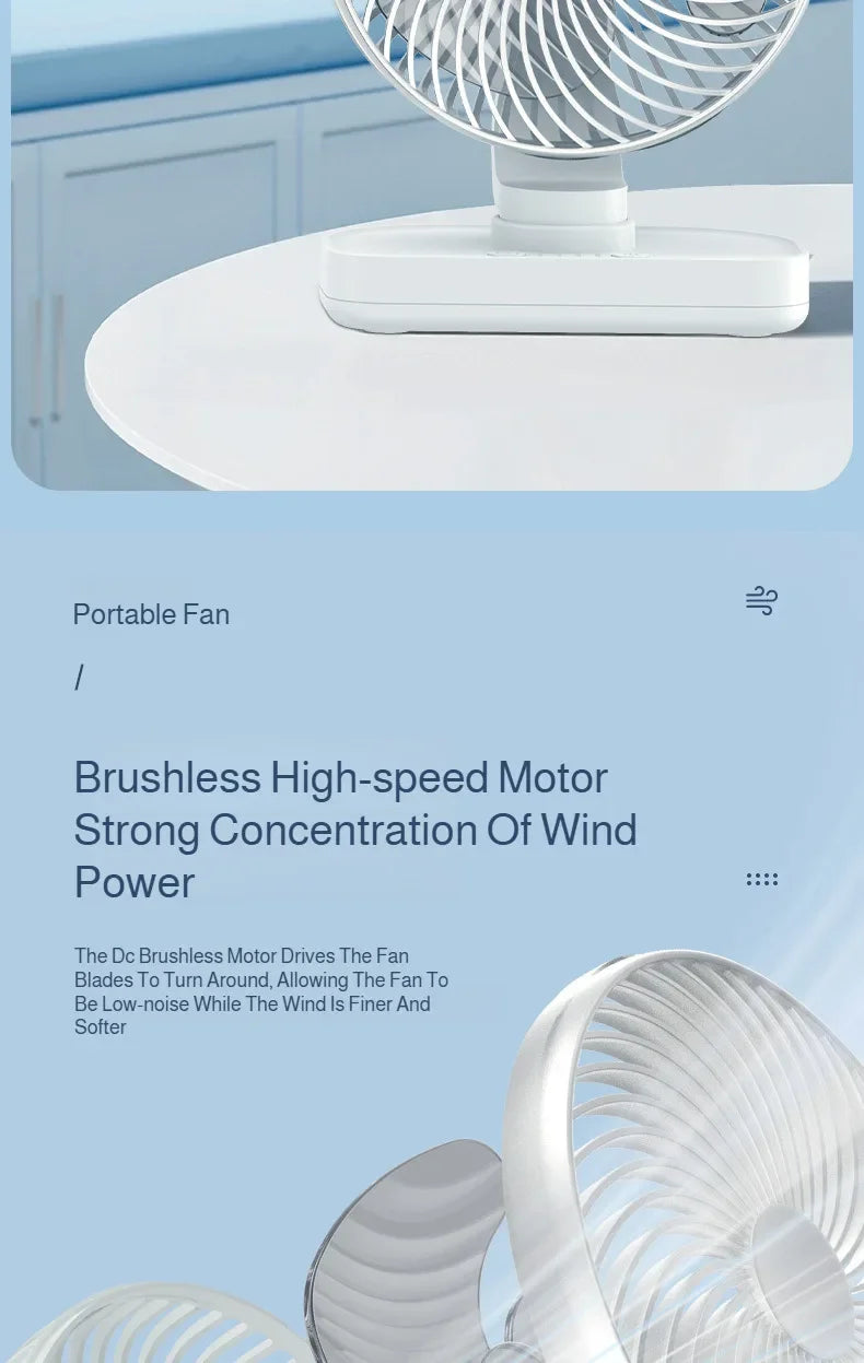 New oscillating electric fan 360-degree oscillation wireless charging air circulator fan multi-speed adjustable minimalist style