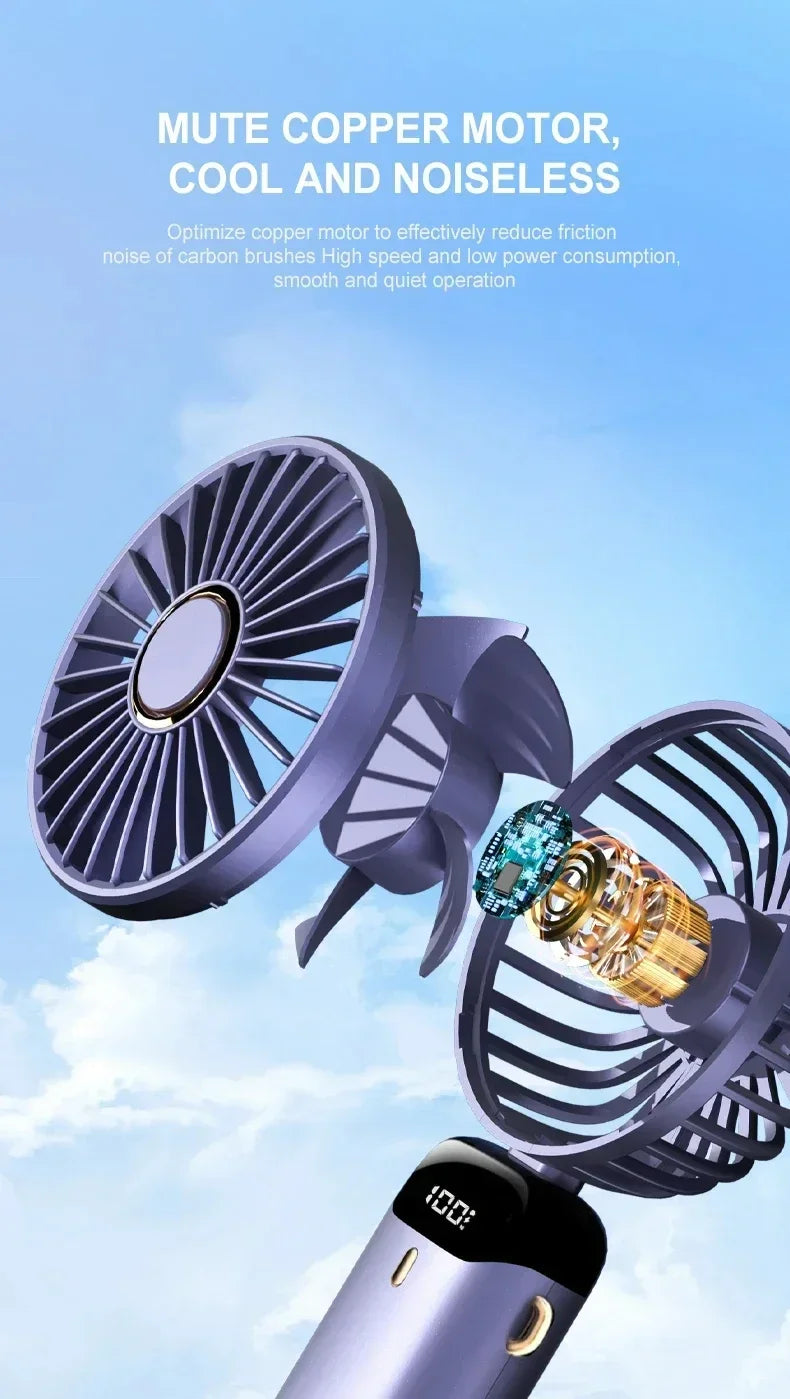 Portable Handheld Personal Rechargeable Fan LED Digital Display 90°Adjustable Rechargeable Fan , 5 Speed Wind Mini Aromatherapy