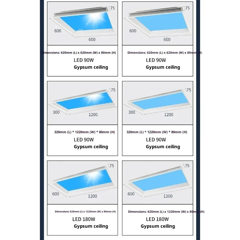 Blue Sky Light Ceiling Lamp for Bathroom Indoor Decor Panel Kids Room Lamp Kitchen Natural Lighting Surface Ceiling Chandelier