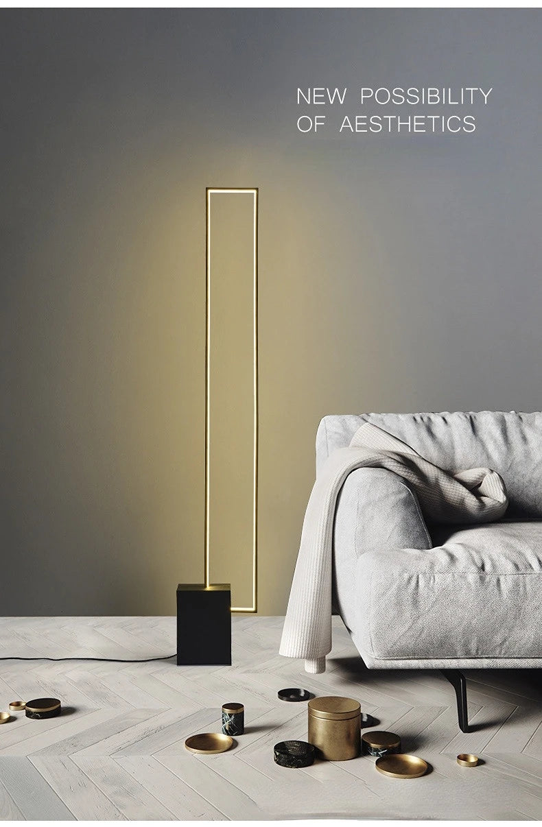 Nordic Simple Living Room Floor Lamp Modern Led Vertical Square Floor Light Bedroom Dimmable Indoor Lighting 2024 Led Luminairas