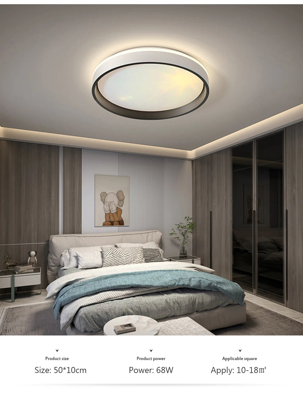 Modern LED Blue Sky Ceiling Lamp Smart Brightness Dimmable Round Ceiling light for Living Room Bedroom Kitchen Moon Lighting