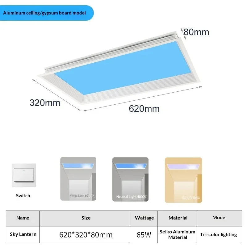 Blue Sky Light Ceiling Lamp for Bathroom Indoor Decor Panel Kids Room Lamp Kitchen Natural Lighting Surface Ceiling Chandelier