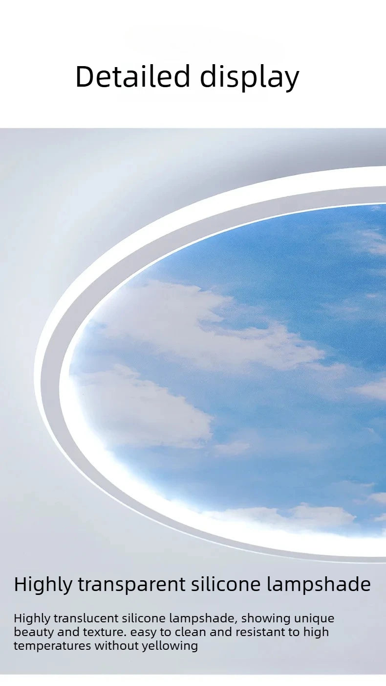 Blue Sky and White Clouds Circular Acrylic LED Ceiling Lamp Minimalist Bedroom Lighting Home Living Room Study Atmosphere Lights