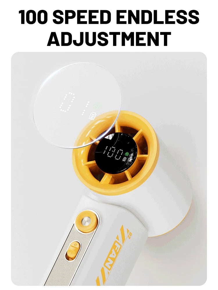 New Portable Turbo Small Air Cannon Handheld Fan 100 Wind Speeds Adjustable Mini Electric Fan USB Charging Fan Outdoor Mini Fan