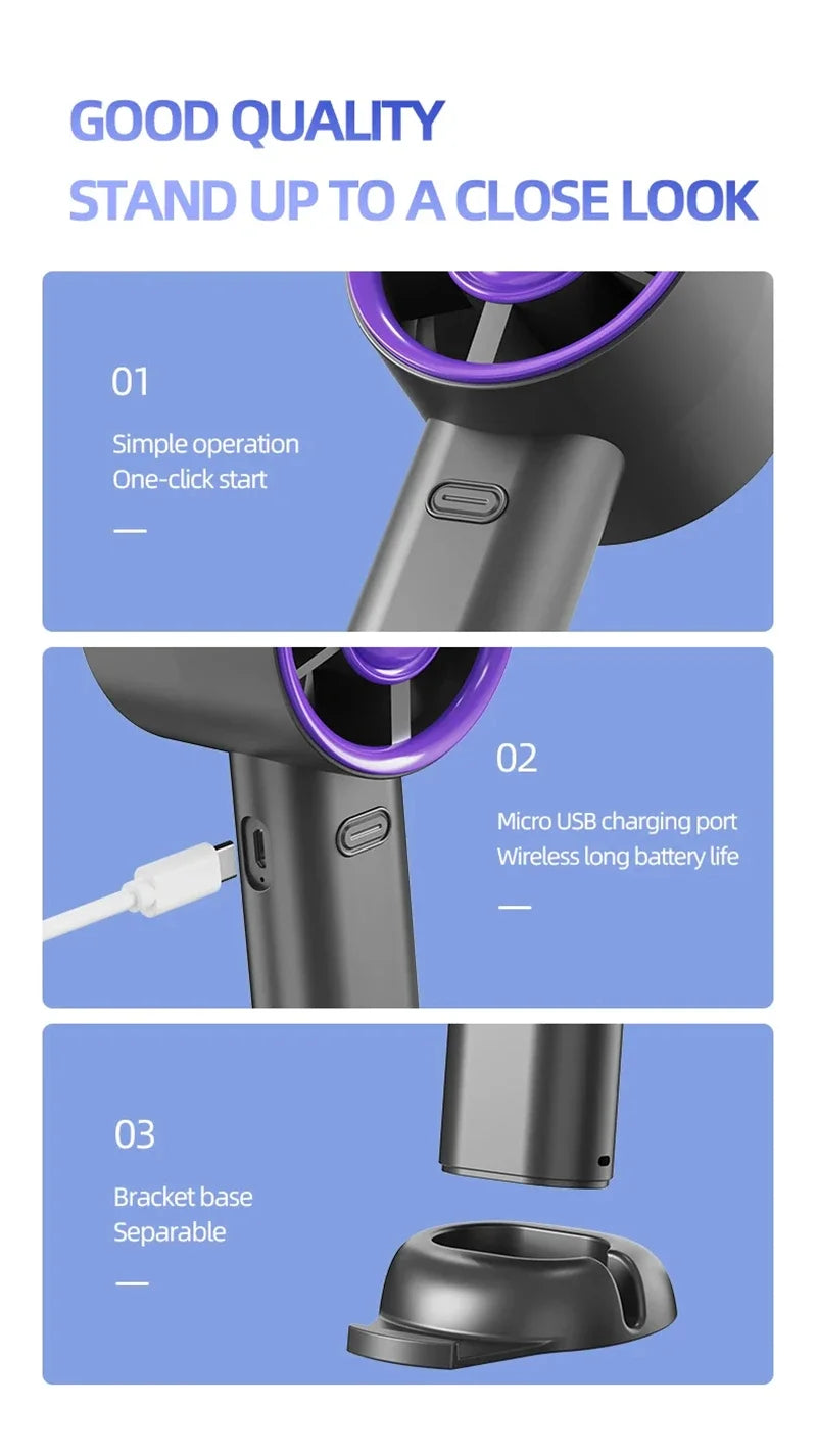 2026 Small Wind Cannon Turbine Outdoor Fan Portable USB Fast Charging Mini Handheld Fan Mute Highspeed Fan For Travel Outdoor