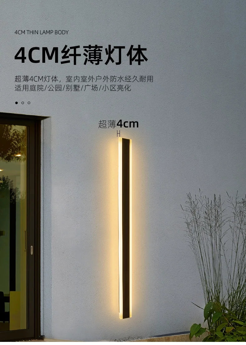 Outdoor Wall Lamps Waterproof Line Minimalist wall Lights Long Strip IP65 Garden park Decoration Villa Background Wall Lights