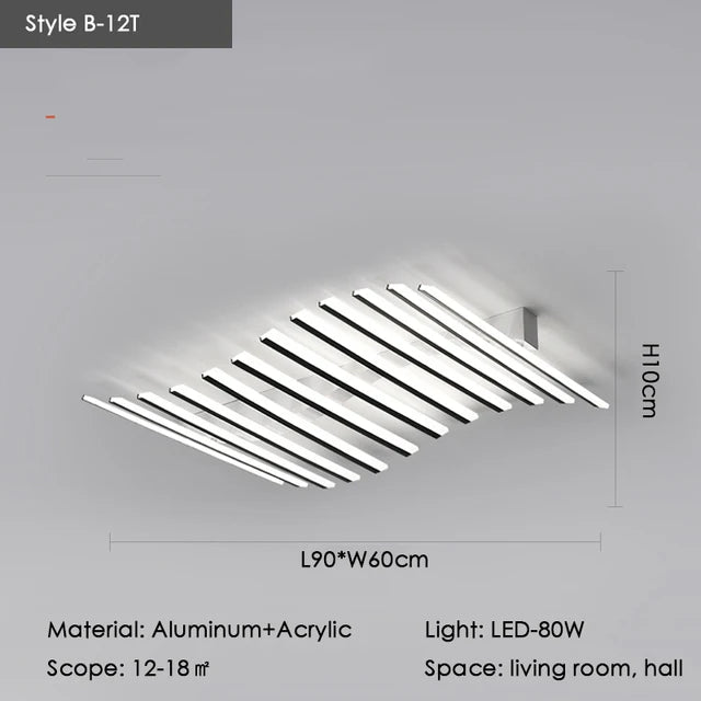 Modern Nordic LED Ceiling Lamps For Living Dining Room With Remote Control Black Lights Office Bedroom Decor Square Chandeliers