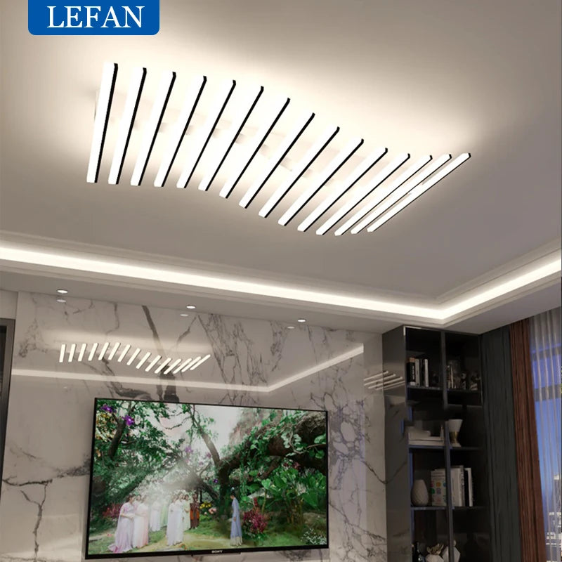 Modern Nordic LED Ceiling Lamps For Living Dining Room With Remote Control Black Lights Office Bedroom Decor Square Chandeliers
