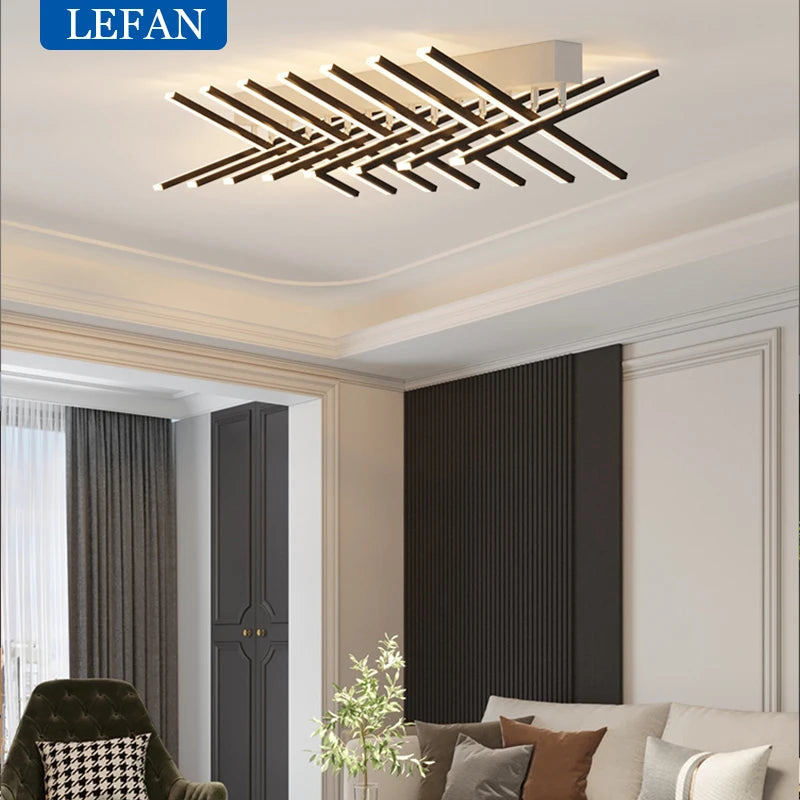 Modern Nordic LED Ceiling Lamps For Living Dining Room With Remote Control Black Lights Office Bedroom Decor Square Chandeliers