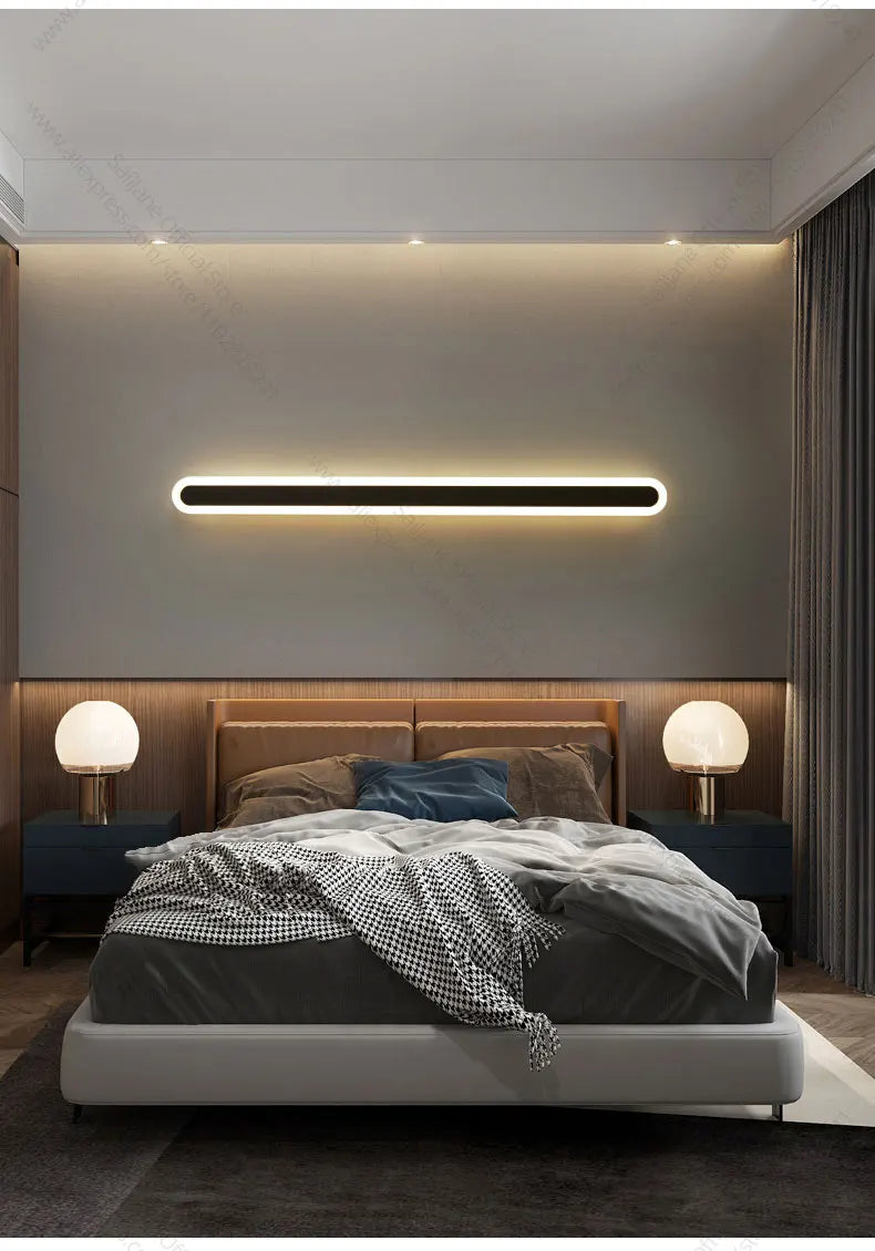 Modern Outdoor Long Strip LED Wall Lamp Waterproof IP65 Stair Wall Fitting Villa Living Room Corridor Lamp Courtyard Garden Lamp
