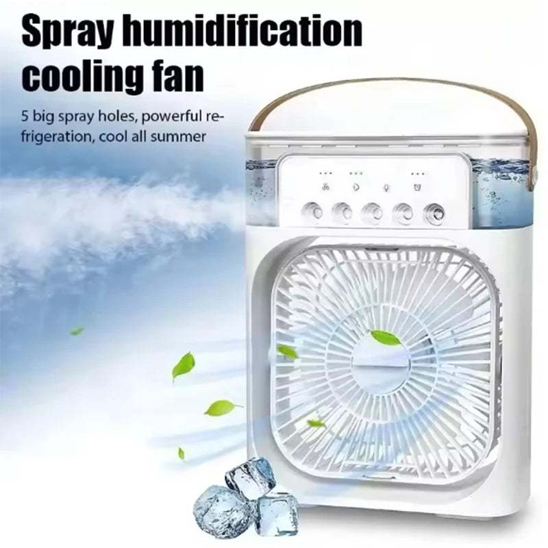 New 3 In 1 Fan AIr Conditioner Household Mini Air Cooler LED Night Light Portable Humidifier Air Adjustment Fan Office Home Fan