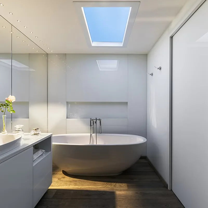 Modern LED Blue Sky Ceiling Lamp Smart Brightness Dimmable Round Ceiling light for Living Room Bedroom Kitchen Moon Lighting