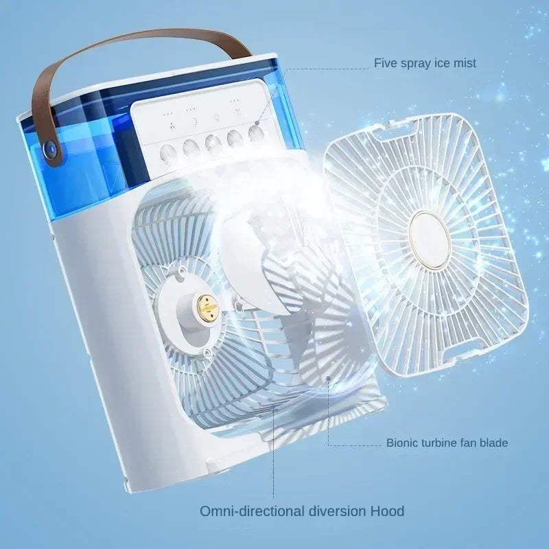 New Fan AIr Conditioner Household Mini Air Cooler LED Night Light Portable Humidifier Air Adjustment Fan Office Home Fan