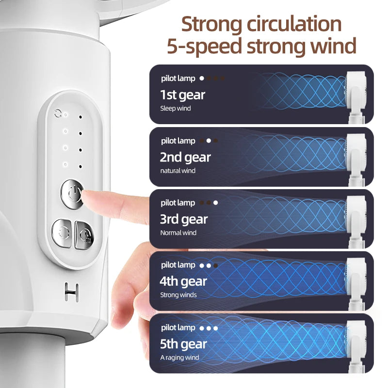 Stand Fan Rechargeable Oscillating 5 Speed Height Adjustable Air Circulator for Home Indoor Office Portable