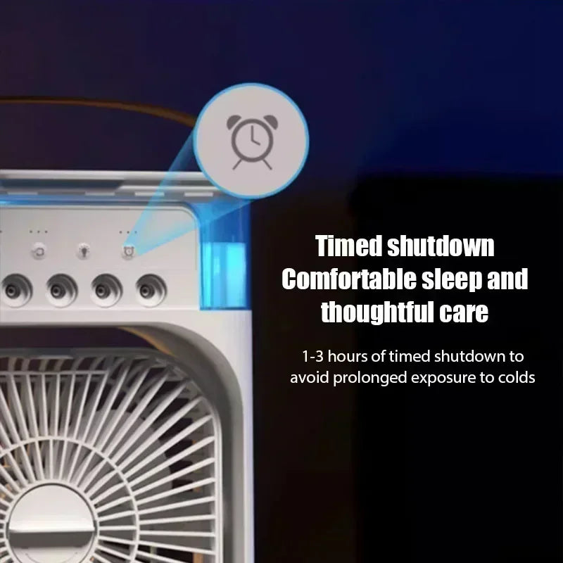 New 3 In 1 Portable Fan AIr Conditioner Household Mini Air Cooler LED Night Light Humidifier Air Adjustment Fan Office Home Fan