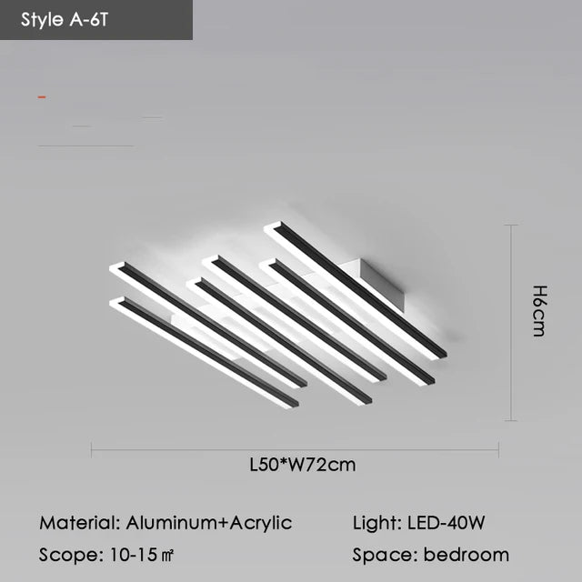 Modern Nordic LED Ceiling Lamps For Living Dining Room With Remote Control Black Lights Office Bedroom Decor Square Chandeliers