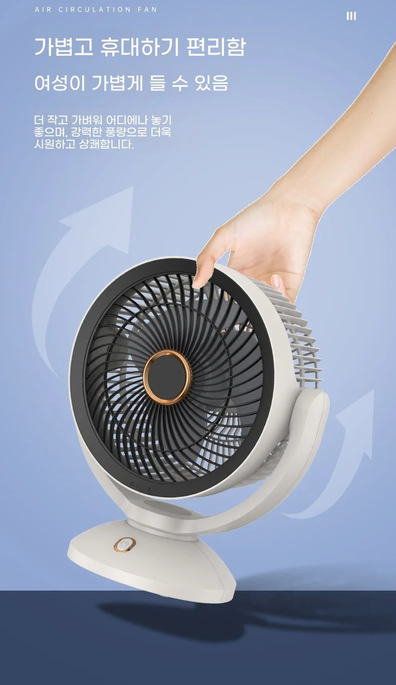 Portable Air Circulation Fan Rechargeable Oscillating 3 Blades Desktop Wall Mount Electric Fan LED Night Light Home Office Dorm