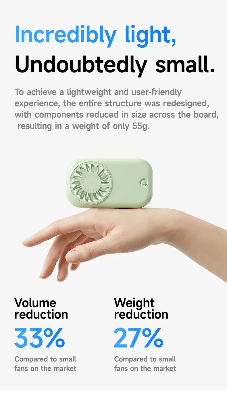 Portable Handheld Small Fan 5-speed Wind 1200mah Battery Capacity Mini USB Rechargeable Handheld Fan Suitable Outdoor