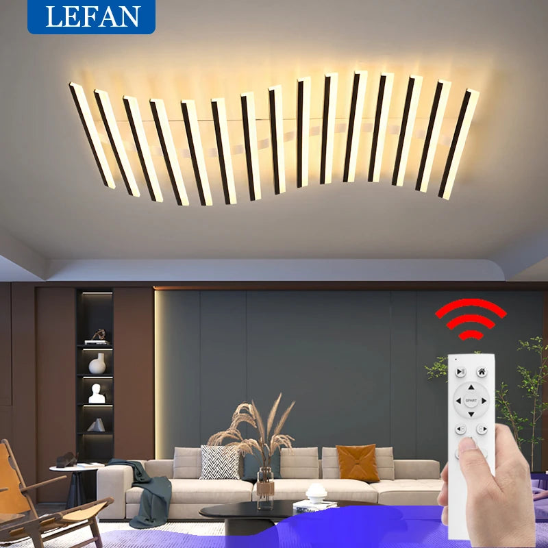 Modern Nordic LED Ceiling Lamps For Living Dining Room With Remote Control Black Lights Office Bedroom Decor Square Chandeliers