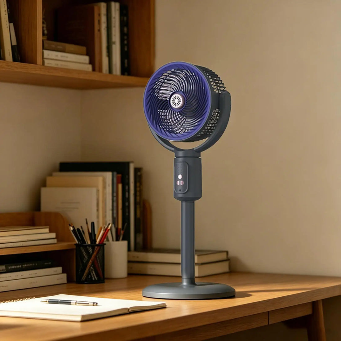 Tower Fan 5-Speed Air Circulation Device with Timer Oscillating Type-C Rechargeable Adjustable Height Standing Fan Tower for