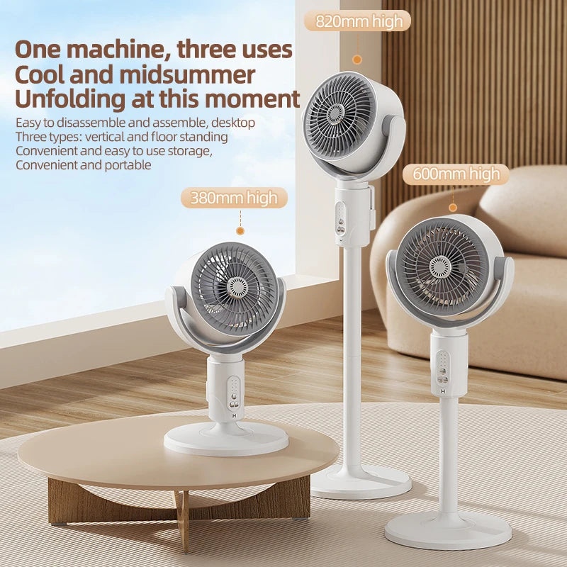 Stand Fan Rechargeable Oscillating 5 Speed Height Adjustable Air Circulator for Home Indoor Office Portable