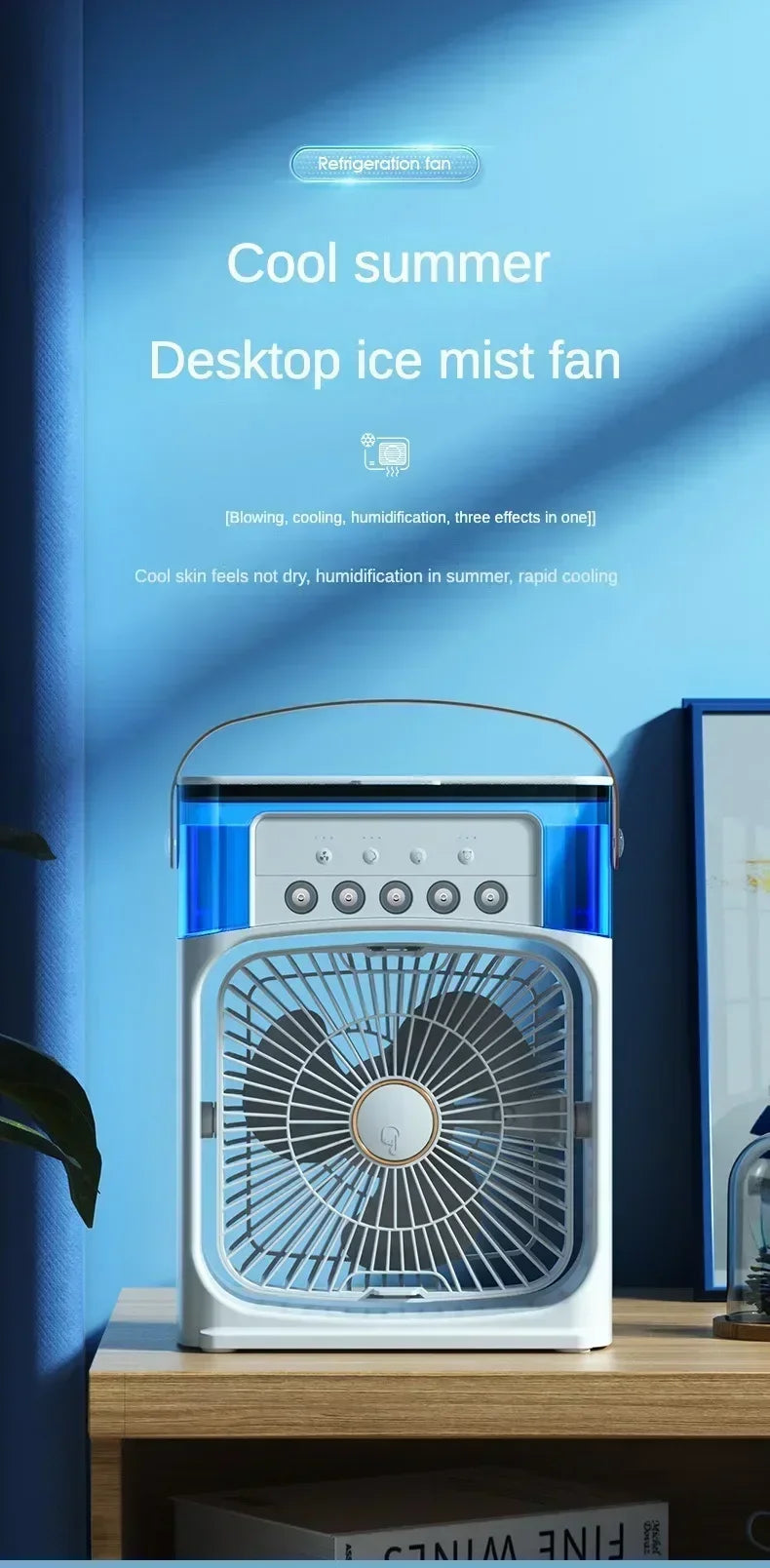 New Fan AIr Conditioner Household Mini Air Cooler LED Night Light Portable Humidifier Air Adjustment Fan Office Home Fan