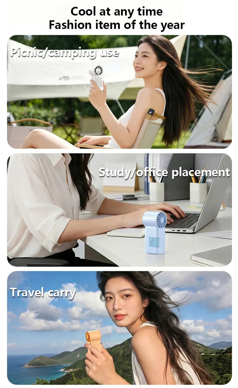 Lenovo High-Speed Strong Wind Handheld Mini Air Cannon Fan USB Rechargeable Portable Cooling Small Fan For Outdoor