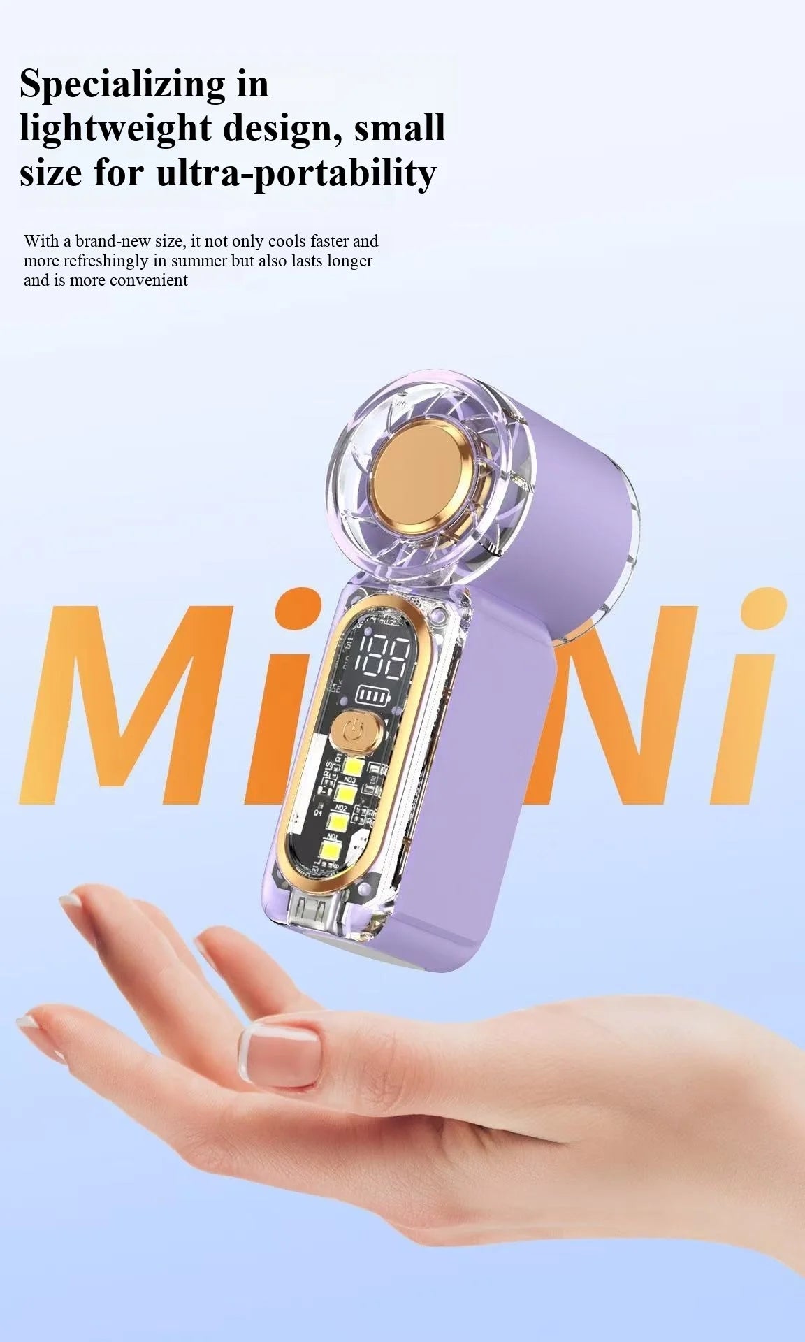 USB-charged high-speed mini handheld fan, portable for outdoor travel