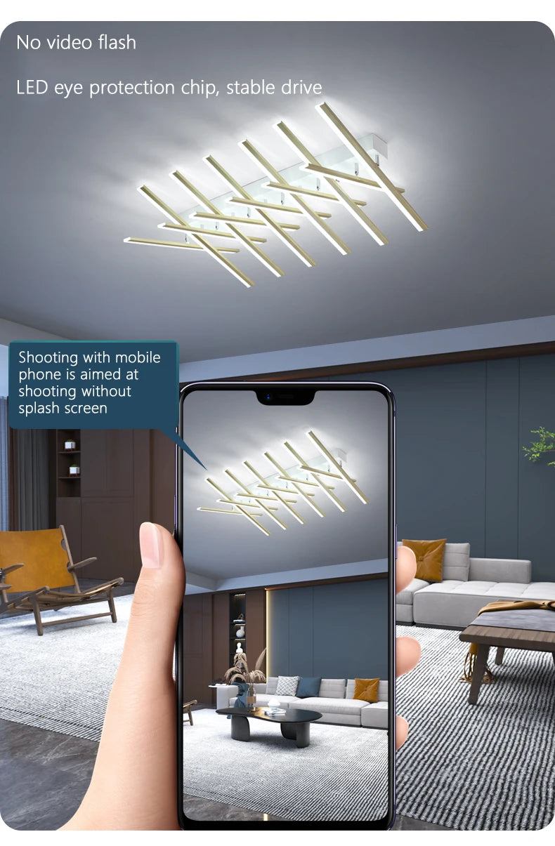 Modern Nordic LED Ceiling Lamps For Living Dining Room With Remote Control Black Lights Office Bedroom Decor Square Chandeliers