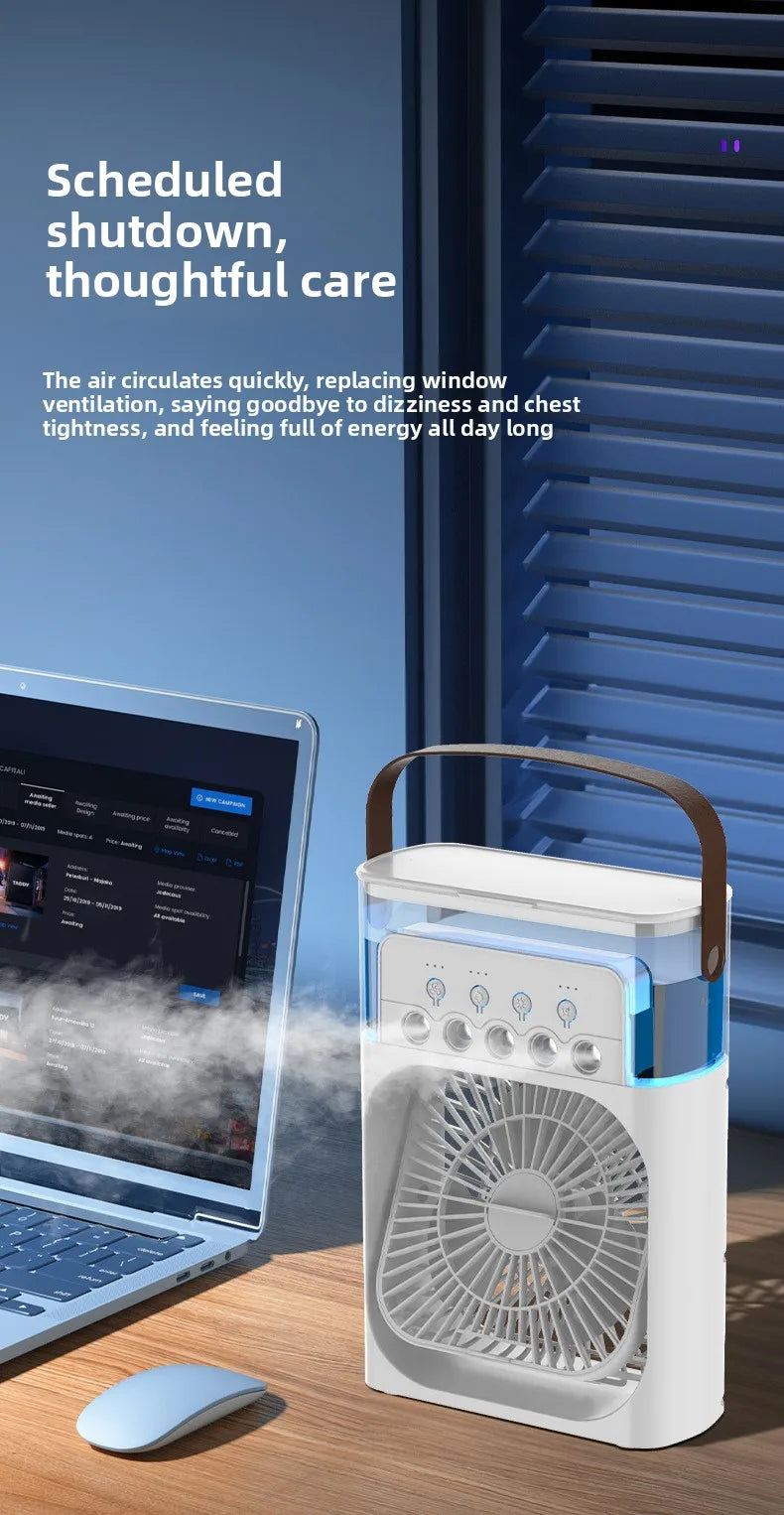 New 3 In 1 Fan AIr Conditioner Household Small Air Cooler LED Night Light Portable Humidifier Air Adjustment Fan Office Home Fan