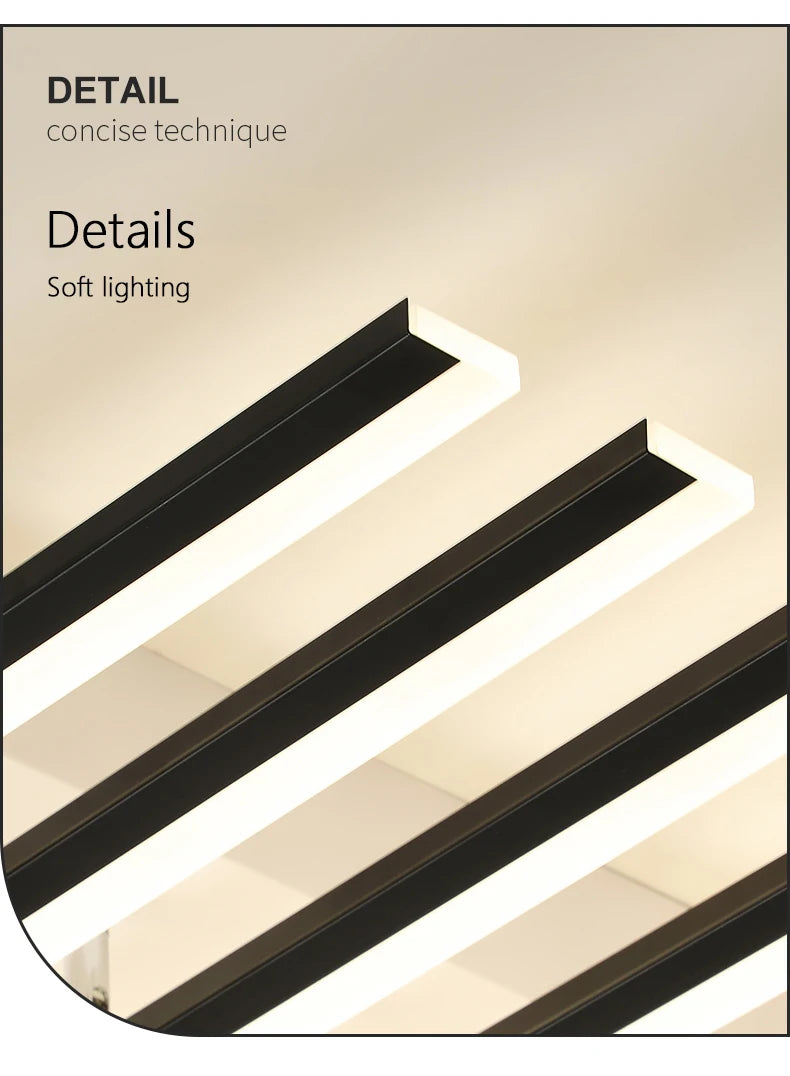 Modern Nordic LED Ceiling Lamps For Living Dining Room With Remote Control Black Lights Office Bedroom Decor Square Chandeliers