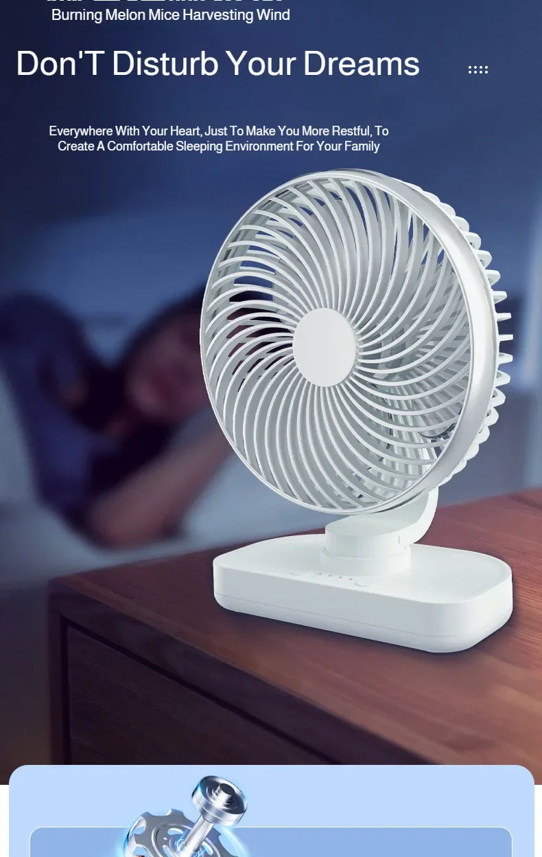 New oscillating electric fan 360-degree oscillation wireless charging air circulator fan multi-speed adjustable minimalist style