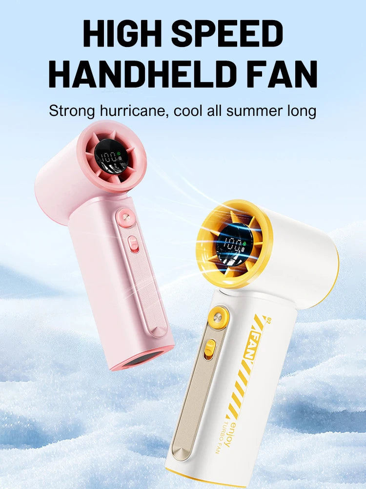 New Portable Turbo Small Air Cannon Handheld Fan 100 Wind Speeds Adjustable Mini Electric Fan USB Charging Fan Outdoor Mini Fan
